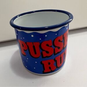 Vintage Pussers Rum mug cup blue metal with fish RARE
